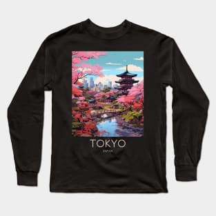 A Pop Art Travel Print of Tokyo Japan Long Sleeve T-Shirt